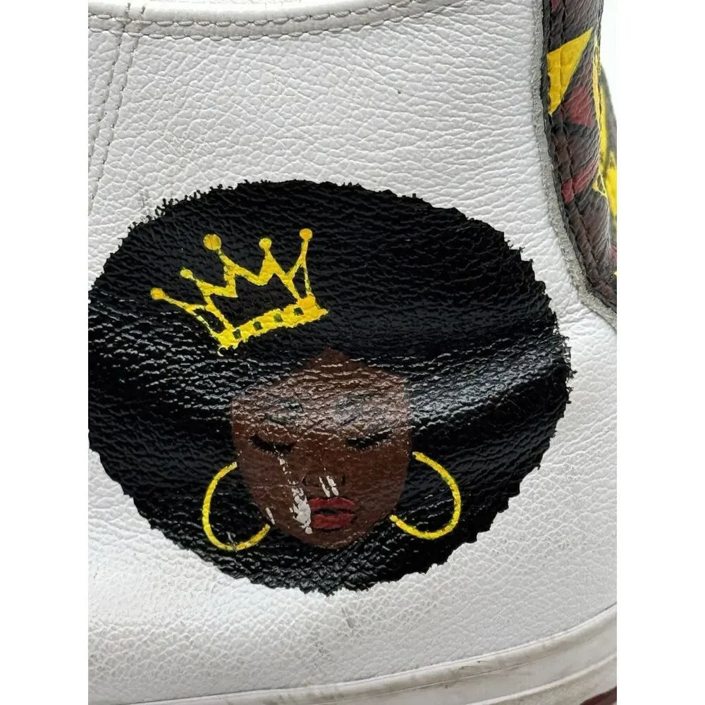 Custom Painted African Queen Hi Top White Leather Converse Chuck Taylor Womens 9 - Picture 8 of 16